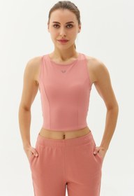 Resim bilcee Kadın Pudra Bisiklet Yaka Toparlayıcı Spor Ve Günlük Destekli Düz Renk Crop Top Body Bra 9209 