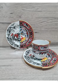 Resim Konyax Martin Porselen 6 Kişilik 12 Parça Türk Kahve Takımı Çok Renkli 