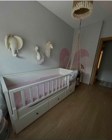 Resim Se7enSky 150x50 Yatak Kenarına Geçmeli, Divan Hemnes Uyumlu Beyaz Yatak Bariyeri, Trabzanz, Korkuluk 