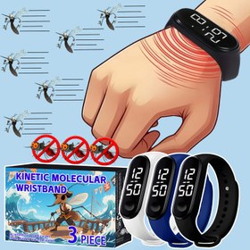Resim 3 Adet Elektronik Sivrisinek Kovucu Bileklik, Kimyasız, Uzun Pil Ömrü, Akıllı Telefon/Duyarlı Saatlerle Uyumlu - Spor Salonu, Seyahat, Açık Hava İçin İdeal - Erkek ve Kadınlar için (Siyah/Beyaz/Mavi), Sivrisinek Kovucu Cihaz, Şık Aksesuar, Dokunmatik Ekran Uyumlu 