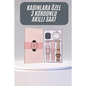 Resim Marsilyan Akıllı Saat 3 Kordonlu ve Aksesuarlı Bayanlar Için Şık Rose Renk - MCT9394-7215 