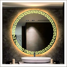 Resim Dnr-MirrorDnr-Mirror 80 cm Günışığı Ledli Tasarım Kumlamalı Banyo Aynası Makyaj Aynası Işıklı Ayna 