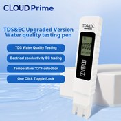 Resim Cloud Prime TDS 3'ü 1 Arada Su Test Cihazı EC (Elektriksel Sıcaklık) ve Sıcaklık ile - Dijital Ekran, 0.1g/L Hassasiyet, 36V Güvenli Çalışma, Pil ile Çalışır Ev, Ofis, Kamp için (Beyaz/Siyah), Taşınabilir Su Test Cihazı, Ofis Su Test Cihazı, Modern Su Test Cihazı, Dayanıklı Plastik Gövde 