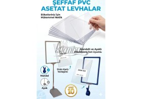 Resim Manken İstanbul 10 Adet A4 Şeffaf Asetat - Fıyat Etiketi Iç Cep - Asetat Kağıdı Pvc 