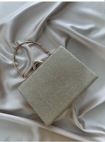 Resim Öznora Kadın Gold Simli Abiye, Clutch Gece Çantası Std 