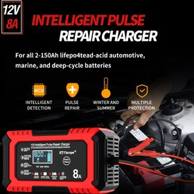 Resim 12V 8A Akıllı Pulsatif Tamir Şarj Cihazı, AGM, Derin Döngü ve Lifepro Pil için - Otomotiv, Deniz ve Çim Makineleri için İdeal, Kış ve Yaz Koruma, 110V/220V Güç Kaynağı, RJTANYE, Pil Şarj Cihazı|Akıllı Şarj|Yalıtılmış Kablo, Arabalar için Pil Şarj Cihazı, Pil Olmadan 