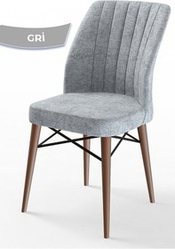 Resim Canisa Concept Flex Serisi, Üst Kalite Mutfak Sandalyesi, Gürgen Ceviz Ahşap Ayak, Gri Sandalye Sandalye Gri Ayaklar Ceviz 