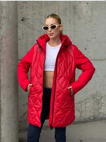 Resim Kadın Kapitone Şişme Mont Kırmızı 