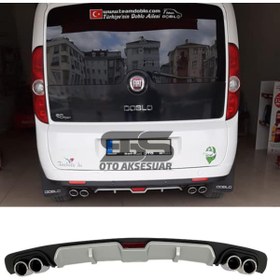 Resim STS Oto Aksesuar Fiat Doblo D3 D4 Difüzör Arka Tampon Eki 4 Egzoz Çıkışlı Gri 