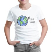 Resim Lord T-Shirt Hello World - Earth Beyaz Çocuk Tshirt 