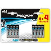 Resim Energizer Alkalin Max Plus AAA 4+4 İnce Kalem Pil 8'li 