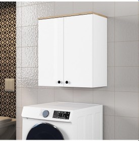 Resim Ferniso Mobilya Banyo Dolabı 2 Kapaklı Beyaz-ceviz Beyaz 