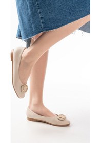 Resim Aska Shoes İnf-325 Tokalı Aksesuarlı Günlük Kadın Babet Bej 