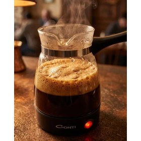 Resim Cam Cezveli Türk Kahvesi Makinesi 650W 5 Fincan Kapasiteli Elektrikli Kahve Makinesi 