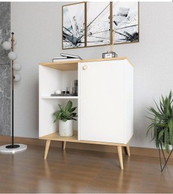 Resim Floradesign Tune Çok Amaçlı Dolap / Kapaklı Raflı Dolap /meşe - Beyaz Meşe - Beyaz 