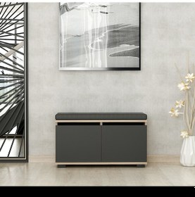 Resim Minar Drago Oturaklı Ayakkabılık Ve Puf - Çırağan/Siyah 