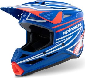 Resim Alpinestars SM3 Youth Wurx Off-Road Çocuk Genç Motosiklet Kaskı Mavi Beyaz Kırmızı 