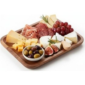 Resim Doğal Akasya Ağacından Sunum Tabağı, Akasya Meze Tabağı, Peynir Sunum Tabağı, Akasya Salata Tabağı 23cm 17cm 1.5cm Açık Gri 