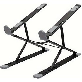 Resim Xuweiwei Dolwao Alüminyum Laptop Standı Siyah 33 02 38 1 Cm Tasinabilir Katlanabilir Ayarlanabilir Macbook Pc Tablet Ofis Kullanimi 