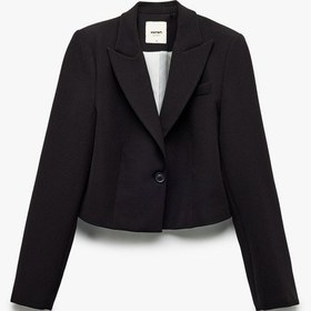Resim Koton Kruvaze Yaka Uzun Kollu Crop Blazer Ceket Siyah 6wak50025uw Siyah 