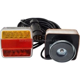 Resim Led Römork Stop Lambası 7 Pin Set Mıknatıslı 7,5 Metre - 12v 