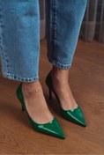 Resim Brenda Yeşil Rugan Sivri Burun Kadın Stiletto 