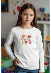 Resim 3'lü Yuvarlak Yaka Baskı Detaylı Kız Çocuk Sweatshirt Çok Renkli 