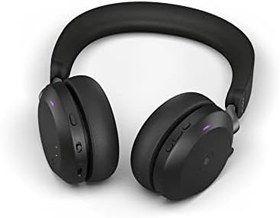 Resim Jabra Evolve2 75 PC 8 Mikrofon Teknolojili Kablosuz Kulaklık - Gelişmiş Aktif Gürültü Engelleme özelliğine sahip Çift Köpük Stereo Kulaklık, USB-A Bluetooth Adaptörü ve MS Teams Uyumluluğu - Siyah 