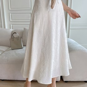 Resim Kadın Y2K ilhamlı dantel midi etek - Bej, polyester astarlı, ilkbahar/yaz/sonbahar moda, zarif A şeklindeki tasarım ile çiçek işleme, günlük ve resmi durumlar için mükemmel, günlük resmi giyim | Çiçek işleme etek | Polyester astarlı etek 