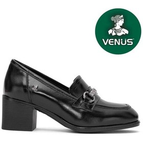 Resim Venüs Ünve Hakiki Deri Comfort Ortopedik Kadın Topuklu Ayakkabı Siyah 