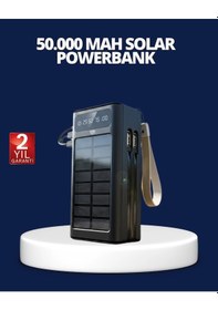 Resim Güneş Panelli Powerbank Led Işıklı Taşınabilir Şarj Cihazı 