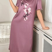 Resim Kadınlar İçin Kelebek Desenli Kısa Kollu Rahat T-Shirt Uyku Elbisesi - Yüksek Esneklik Makinede Yıkanabilir Yuvarlak Yakalı Gecelik, Tüm Mevsimler İçin Konforlu Ev Giyimi, Rahat Kesim Pijama, Dayanıklı Kumaş, Nefes Alabilen Malzeme, Evde Kullanım İçin Uygun, Baskılı Gece Elbisesi 