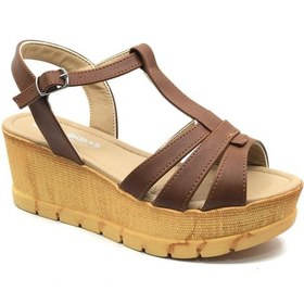 Resim Ayakdaş 1040 Kadın Dolgu Taban Sandalet Taba 