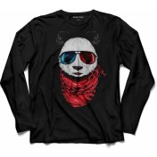 Resim Kendim Seçtim Bear Panda Gözlüklü Ayı Snow Uzun Kollu Tişört Baskılı Çocuk T-Shirt 