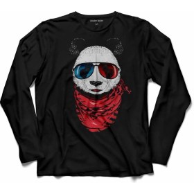 Resim Kendim Seçtim Bear Panda Gözlüklü Ayı Snow Uzun Kollu Tişört Baskılı Çocuk T-Shirt 