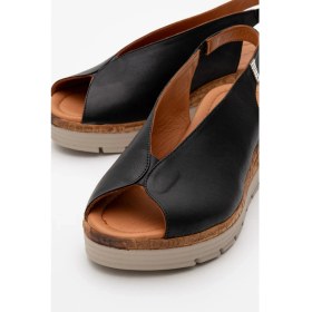 Resim Dericlub Kadın Dolgu Topuk Comfort Günlük Sandalet Deri Zy 8094 Siyah 