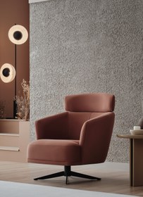 Resim Enza Home Hera Döner Ayaklı Berjer - Koyu Somon 