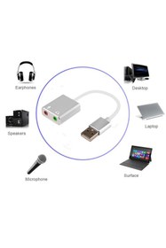 Resim KEEPRO Usb Harici 7.1 Kanal Stereo Ses Kartı 3.5mm Kablolu Gümüş 