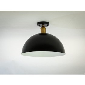 Resim Riolight Retro Siyah Içi Beyaz Tekli Metal Plofonyer Avize Çap: 