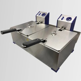 Resim Elektrikli 2X2500 W 8+8l Çift Gastronom Fritöz, Gri Renk 
