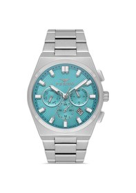 Resim Ferro Fm43027a-a15 Quartz Çelik Gri Turkuaz Kadran 42 Mm Erkek Kol Saati Gri 