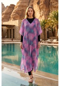Resim Remsa Mayo Remsa Tesettür Mayo Üzerine Tasarım Tek Kaftan Pareo Rdp26 Lila 