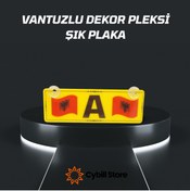 Resim CybillStore A Harfli Arnavutluk Bayraklı Vantuzlu Dekor Pleksi Plaka Özel Yapım 