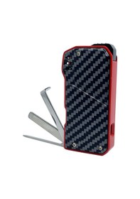 Resim Karbon Fiber Desenli Pipo Çakmağı - Dahili Pipo Kaşığı Kırmızı-siyah 