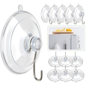 Resim Vantuzlu Kancalar, 4,5 Cm Şeffaf Pvc Vantuzlar, Metal Kancalar, Çıkarılabilir Küçük Vantuzlar, Mutfak, Banyo, Duş, Duvar, Pencere, Cam Kapı 