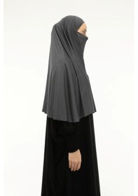 Resim Altobeh Hazır Türban Peçeli Pratik Eşarp Tesettür Nikaplı Hijab - Namaz Örtüsü Sufle 3xl - Füme Füme 