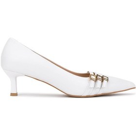 Resim Tamer Tanca Kadın Hakiki Deri Kırık Beyaz Topuklu Ayakkabı 1160 26553 Bn Ayk Sk25-26 Off Whıte Dr Beyaz 