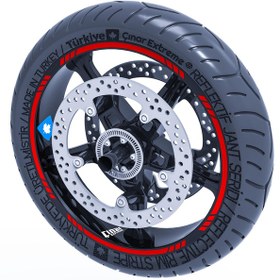 Resim Reflektif Kırmızı 4 Parçalı Kesikli Jant Şeridi Sticker Çınar Extreme 