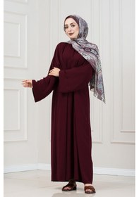 Resim Sevitli Bağlamalı Maria Elbise-bordo-5339 Bordo 