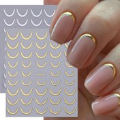 Resim 2 Set 3D Hilal Ay Tırnak Stickerları, Kendinden Yapışkan Fransız Gülümseme Şeritli Tasarım, Parlak Bitirme Plastik Tırnak Süsleri, Pırıltılı Vurgular, Tek Kullanımlık, Dikdörtgen Shape, Üstün Doğa Temalı, Kokusuz 